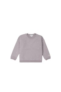 Infant clothing: Organic Cotton Bobbie Sweatshirt - Annie Ditzy Violet Ice | Jamie Kay