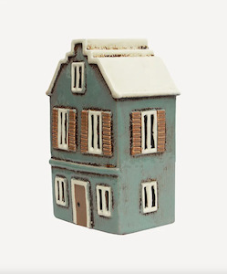 Alsace Tea Light House with Shutters Blue | French Country