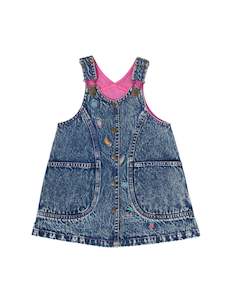 PENELOPE FRUITY DENIM PINAFORE DRESS | Goldie and Ace