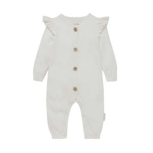 Infant clothing: Ivory Pointelle Knit Romper | Aster & Oak