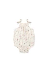 Infant clothing: Organic Cotton Cassie Playsuit - Sweet William Floral Natural | Jamie Kay