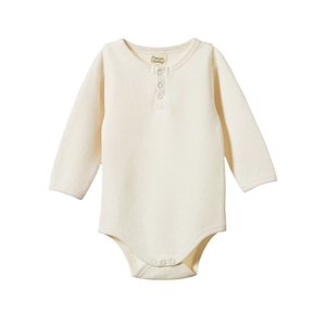 Waffle Henley Long Sleeve Bodysuit | Nature Baby