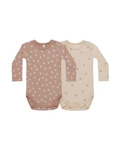 JERSEY BODYSUIT, 2 PACK  - ROSE DITSY, RAINBOWS | Quincy Mae