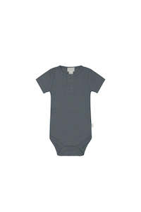 Organic Cotton Modal Darcy Rib Tee Bodysuit - Smoke | Jamie Kay