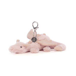 Rose Dragon Bag Charm Pink & Glitter 12x8x22cm | Jellycat