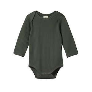 Pointelle Long Sleeve Bodysuit - Thyme | Nature Baby