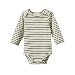 Infant clothing: Cotton Long Sleeve Bodysuit -Nettle Sailor Stripe | Nature Baby