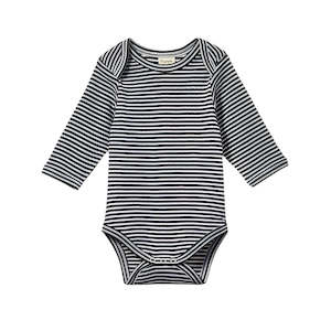 Cotton Long Sleeve Bodysuit - Navy Stripe | Nature Baby