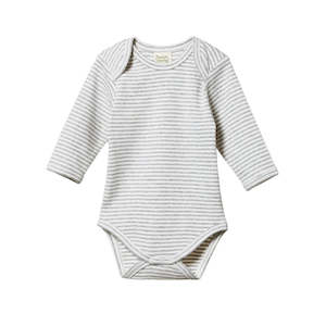 Cotton Long Sleeve Bodysuit - Grey Marl | Nature Baby