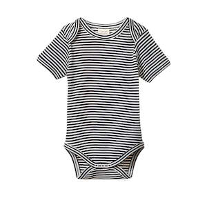 Short sleeve bodysuit- Navy stripe| Nature baby