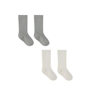 SOCKS SET || IVORY, DUSTY BLUE | Quincy Mae