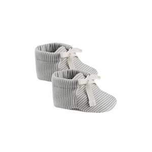 BABY BOOTIES - BLUE MICRO STRIPE | Quincy Mae