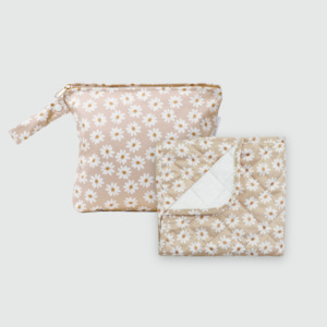 Luxe Change Mat + Medium Wet Bag - Wild Daisy Greige