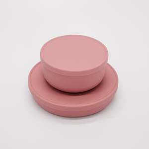 Silicone Plate with Lid - Dusky Pink