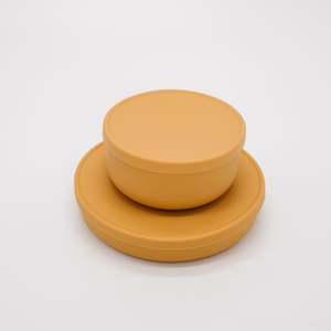 Silicone Dinnerware: Silicone Plate with Lid - Sunshine