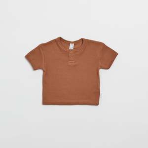 Organic Ribbed Tee - Clay