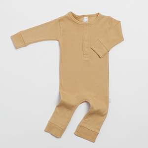 Organic Ribbed Romper - Sand