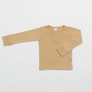 Organic Ribbed Henley - Sand