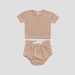 Organic Ribbed Tee + Bloomers - Primrose