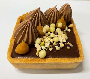 dessert: Chocolate and caramel tart