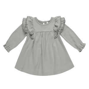 Toy: Quincy Mae Long Sleeve Flutter Dress - Dusty Blue