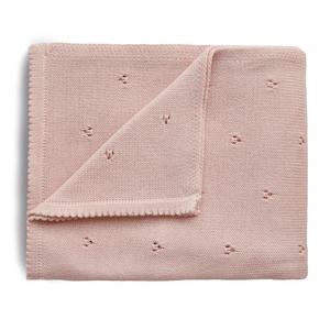 Mushie Knitted Pointelle Blanket - Blush