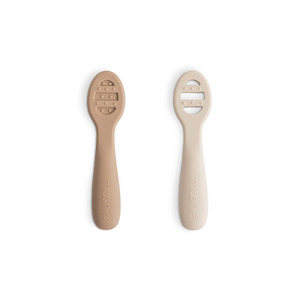 Mushie Baby First Feeding Spoons - Natural/Shifting Sand