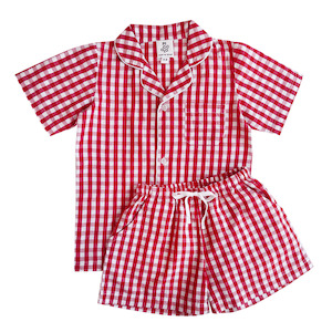 Piccolo Pyjama Short Set - Strawberry Red Gingham