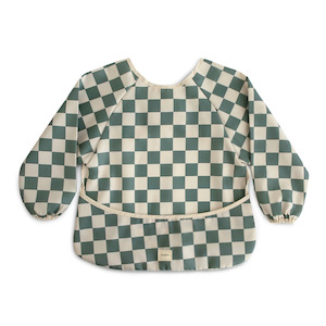 Toy: Mushie Long Sleeve Bib - Olive Check