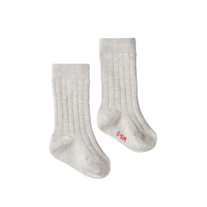 Nature Baby Cotton Rib Socks - Light Grey Marl