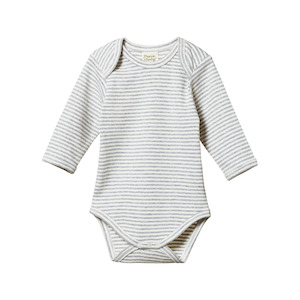 Nature Baby Long Sleeve Bodysuit - Grey Marl Stripe