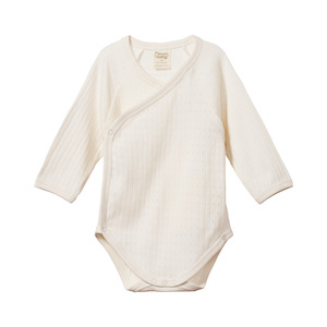 Nature Baby Kimono Pointelle Long Sleeve Bodysuit - Natural