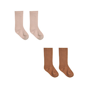 Quincy Mae Socks Set - Blush + Clay