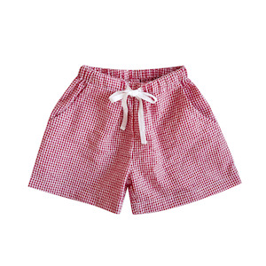 Piccolo Seersucker Play Short - Strawberry Red Gingham