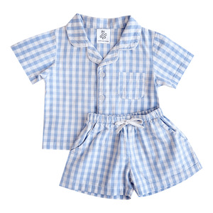 Piccolo Pyjama Short Set - Riviera Blue Gingham