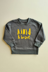 Kind & Brave Crew Sweatshirt - Army Green