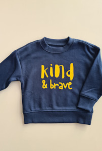 Clothing: Kind & Brave Crew Sweatshirt - Deep Blue