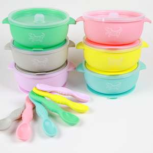 Little Giants Deluxe Suction Bowl with Lid and Spoon