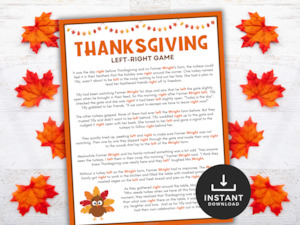 Printables: Thanksgiving Left Right Turkey