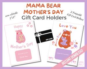 Mama Bear Mother's Day Gift Card Holders