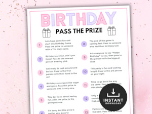 Birthday Pass the Prize Pink