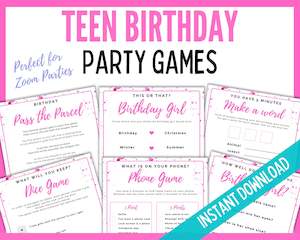 Teen Party Games - Pretty Pink theme