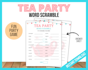 Tea Party Word Scramble