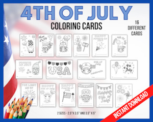 4th July Coloring Cards