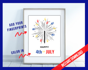 4th July Sparkler Fingerprint Art