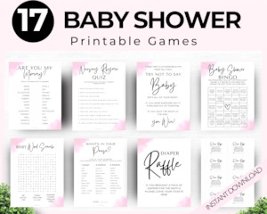 Baby Shower: Minimalist Baby Shower Games - Pink