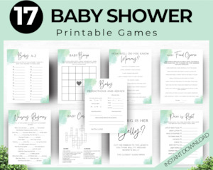 Minimalist Baby Shower Games - Green