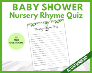 Baby Shower: Nursery Rhyme Trivia - Green