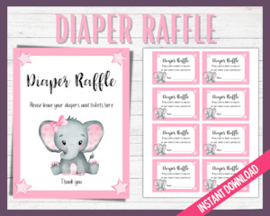 Diaper Raffle - Pink Elephant