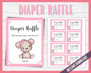 Diaper Raffle - Pink Bear